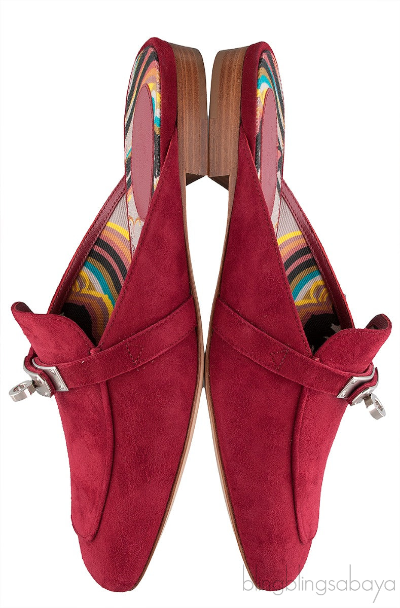 Oz Suede Bordeaux Mule