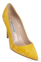 Yellow Suede Pointed Toe Heels