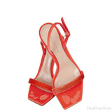 Orange Crystal Slingback Sandals