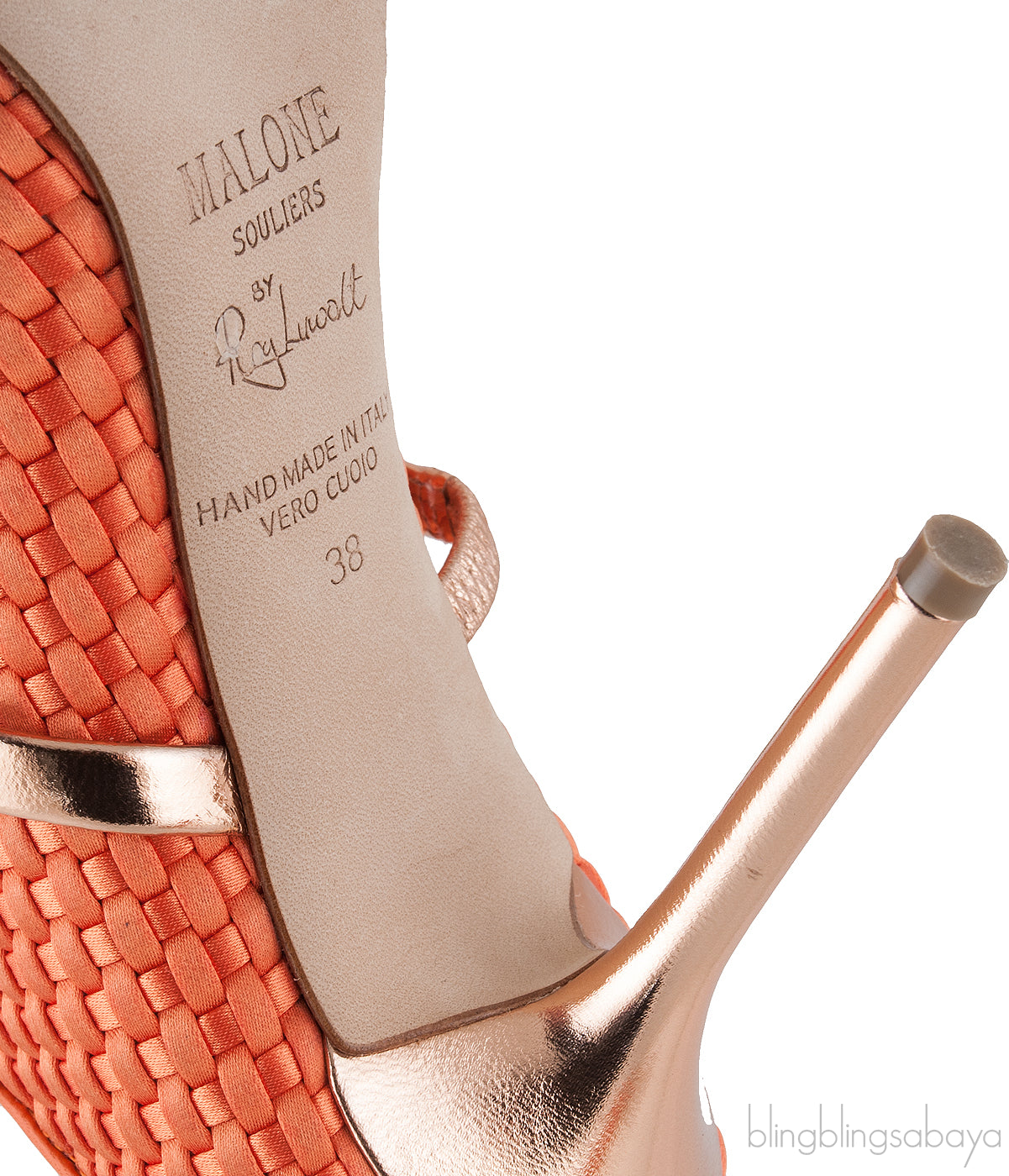 Maureen Orange Woven Satin Mules