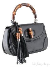 Black Bamboo Top Handle Bag