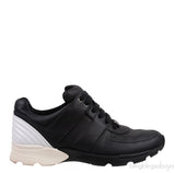 Bi-color White and Black Leather Men Sneakers