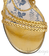 Metallic Gold Braided Strappy Sandals