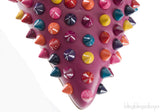 Multicolored Spike Purple Leather Pump