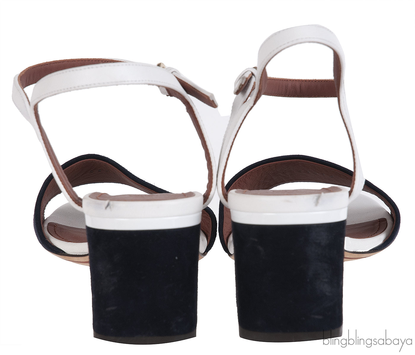 Loro Piana Bi-color Suede Peep Toe Slingback Sandals