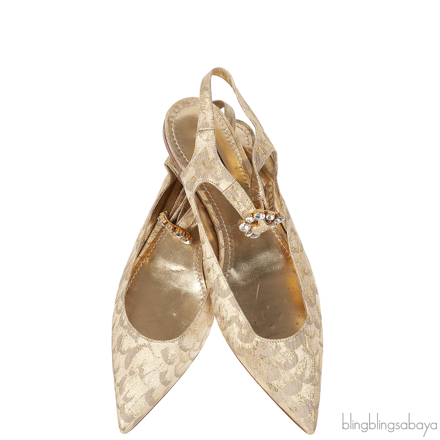 Dolce & Gabbana Metallic Gold Pointed Toe Flat Shoes