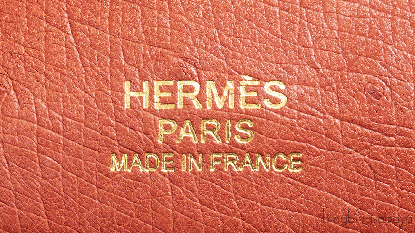 Hermes Kelly 32 Ghillies Rouge H Sunset and Brique Ostrich Bag