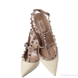 Valentino Garavani Rockstud Ankle Strap Beige Nude Slingback Heels