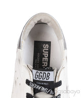 Golden goose White Distressed Printed Leather & Suede Sneakers
