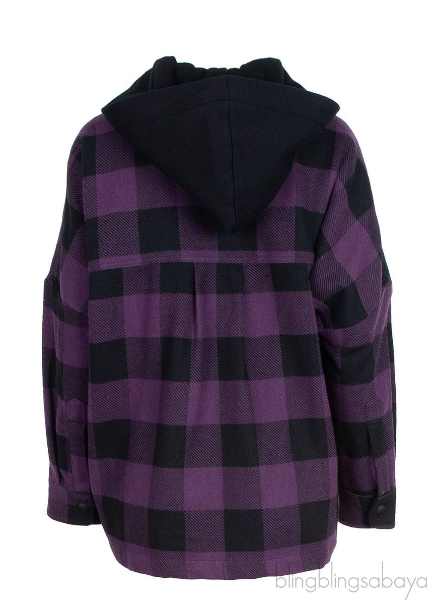 Palm Angels Purple Check Print Hoodie