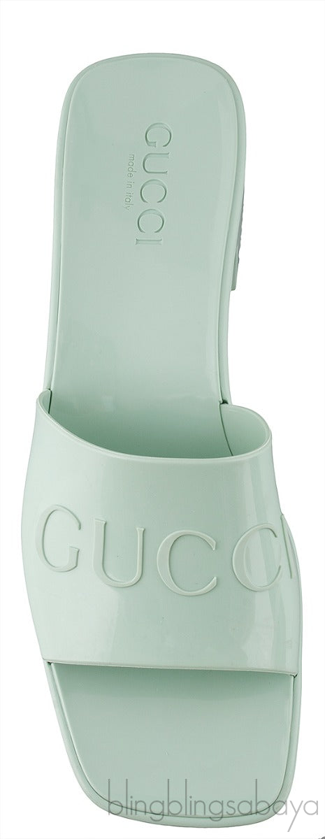 Pastel Green Rubber Slide Sandals