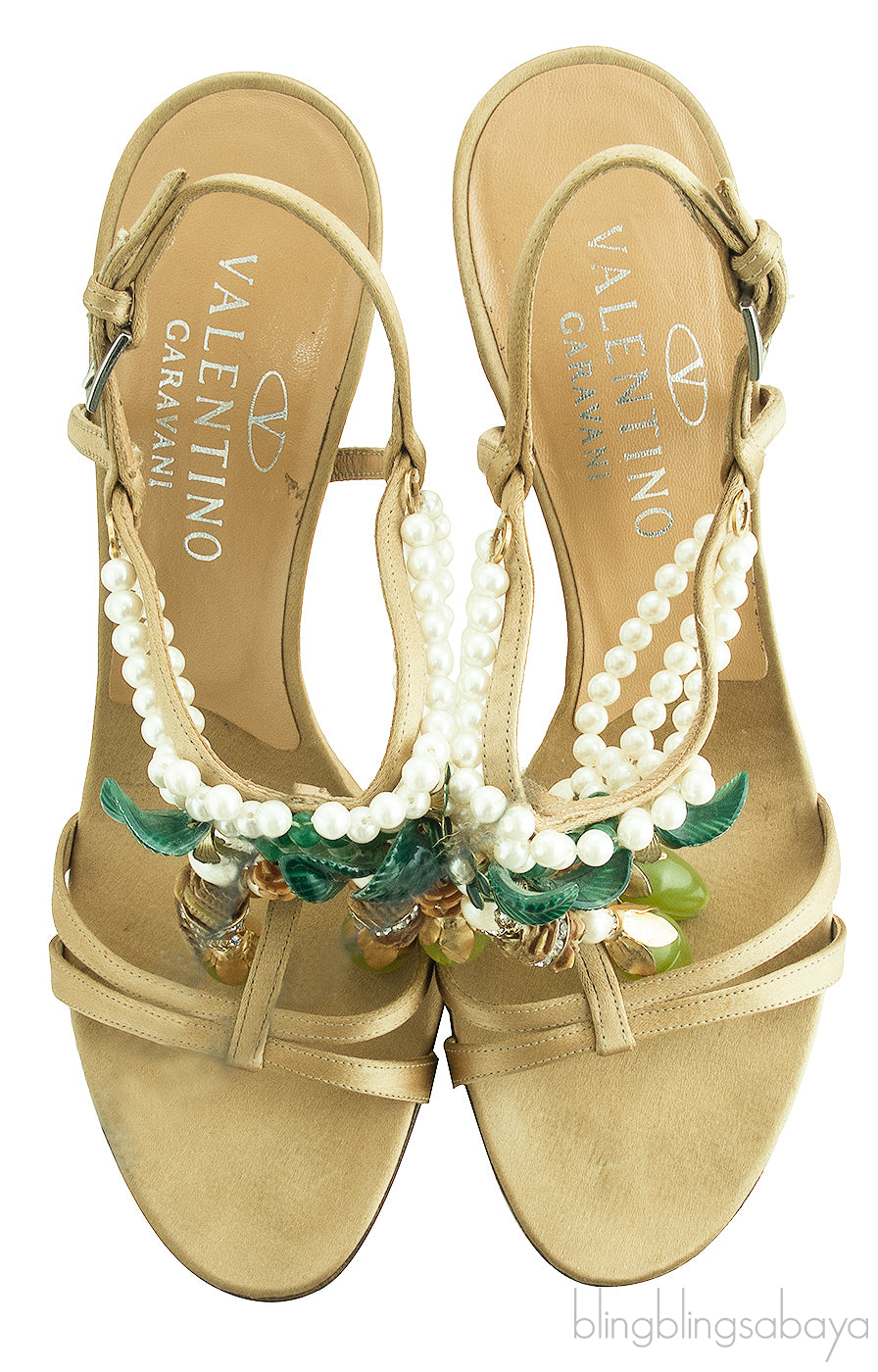 Pearl Embellished T-strap Sandals