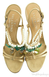 Pearl Embellished T-strap Sandals