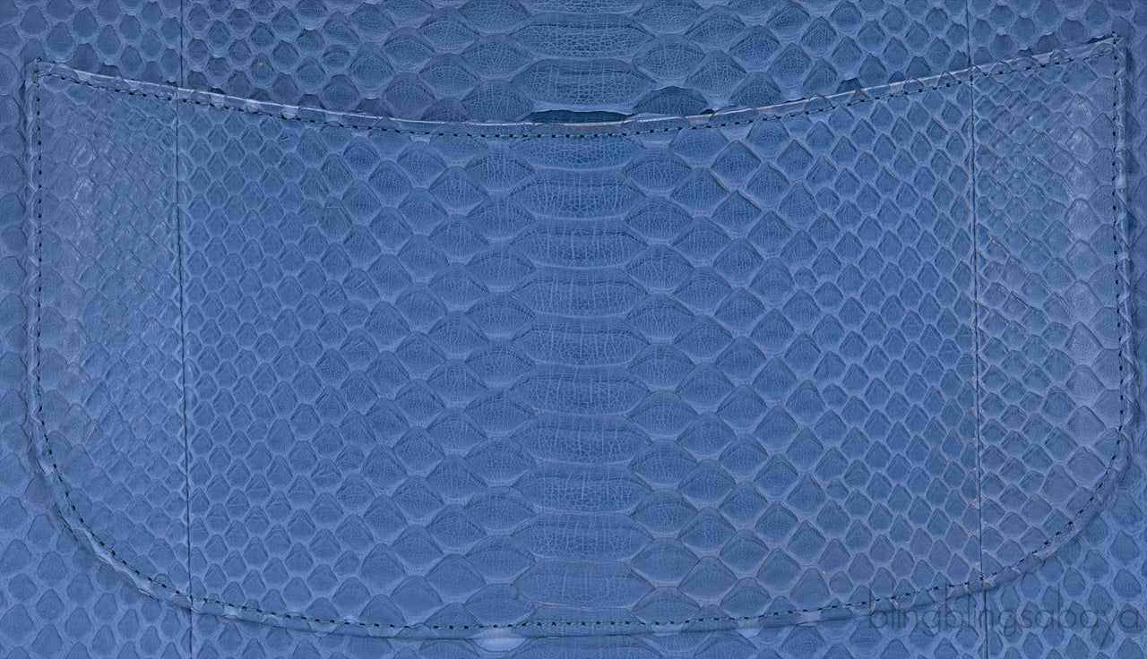 Classic Jumbo Blue Python Flap Bag