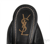 Black Patent Criss-cross Slide Sandals