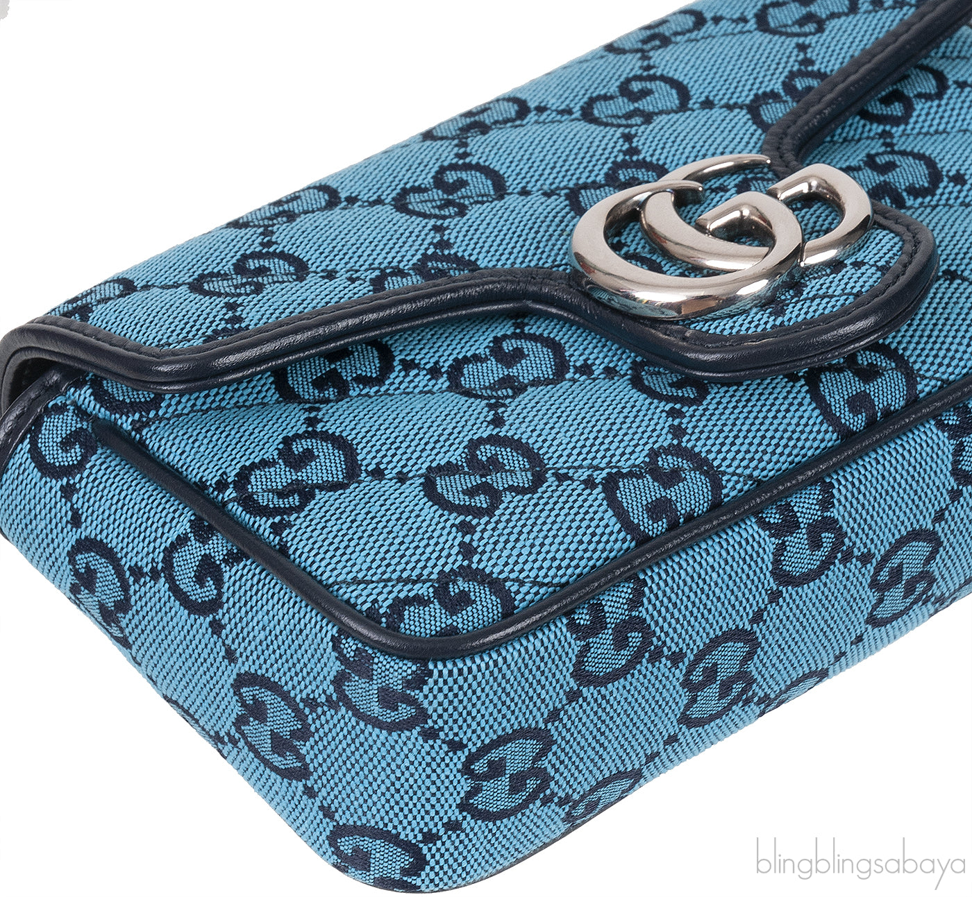 Blue GG Marmont Super Mini Bag PHW