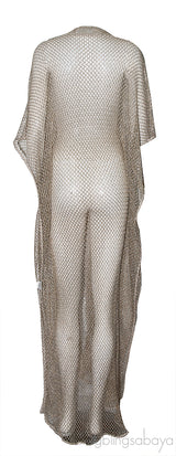 Metallic Gold Net Kaftan Dress