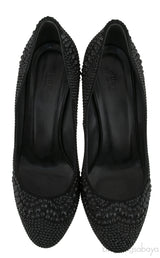 Black Crystal Embellished Heels