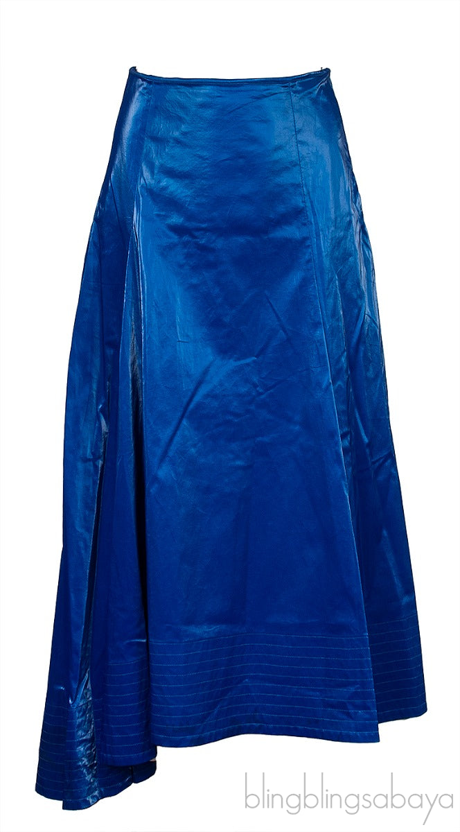 Royal Blue Asymmetric Midi Skirt