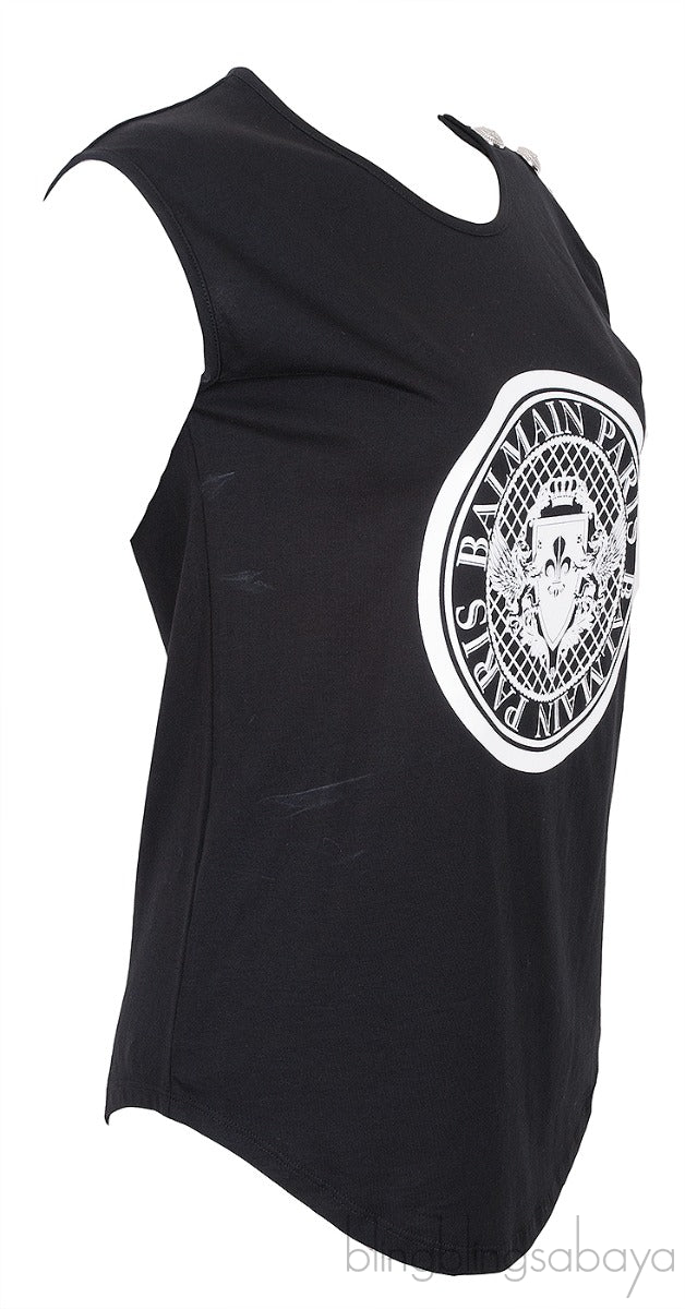 Black Printed Sleeveless Top