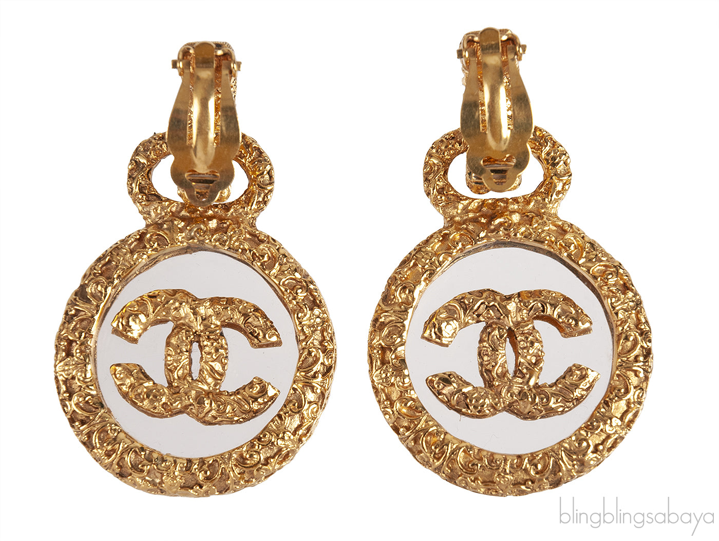 Vintage CC Round Dangling Earrings