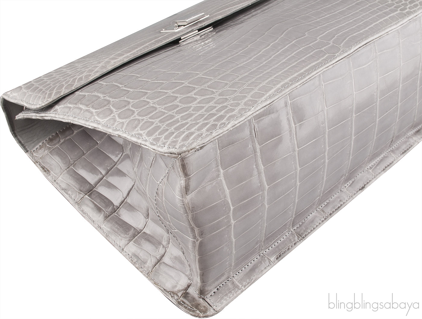 Grey Cornelia Lunch Box Crocodile Bag