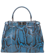Peekaboo Medium Blue Python Bag