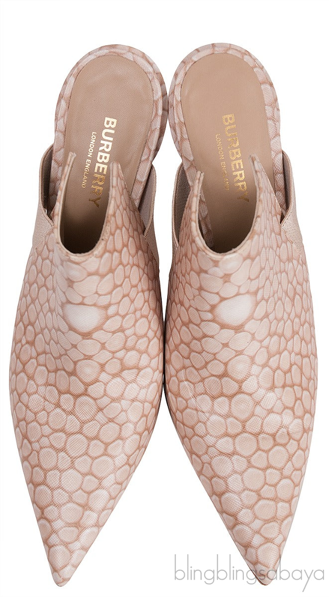 Stingray Print Pointed Toe Mules