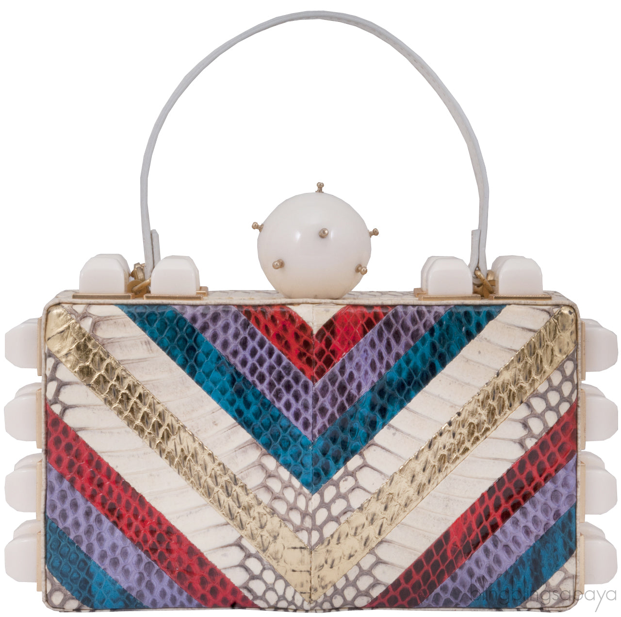 Viper Skin Lucite Studs Clutch*