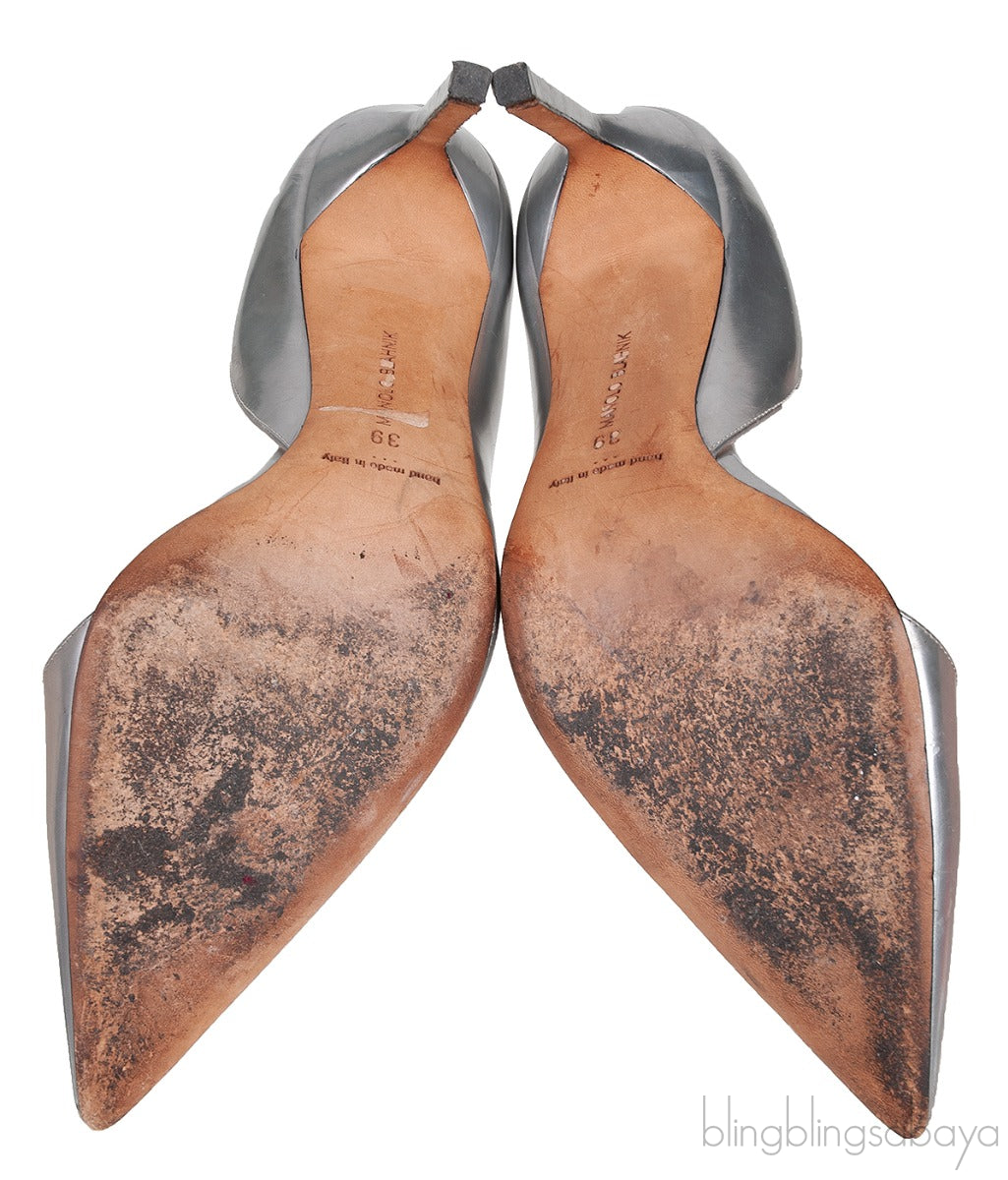 Metallic Silver Pointed Toe Heels