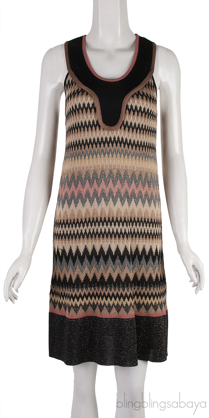 Zigzag Pattern Sleeveless Mini Dress