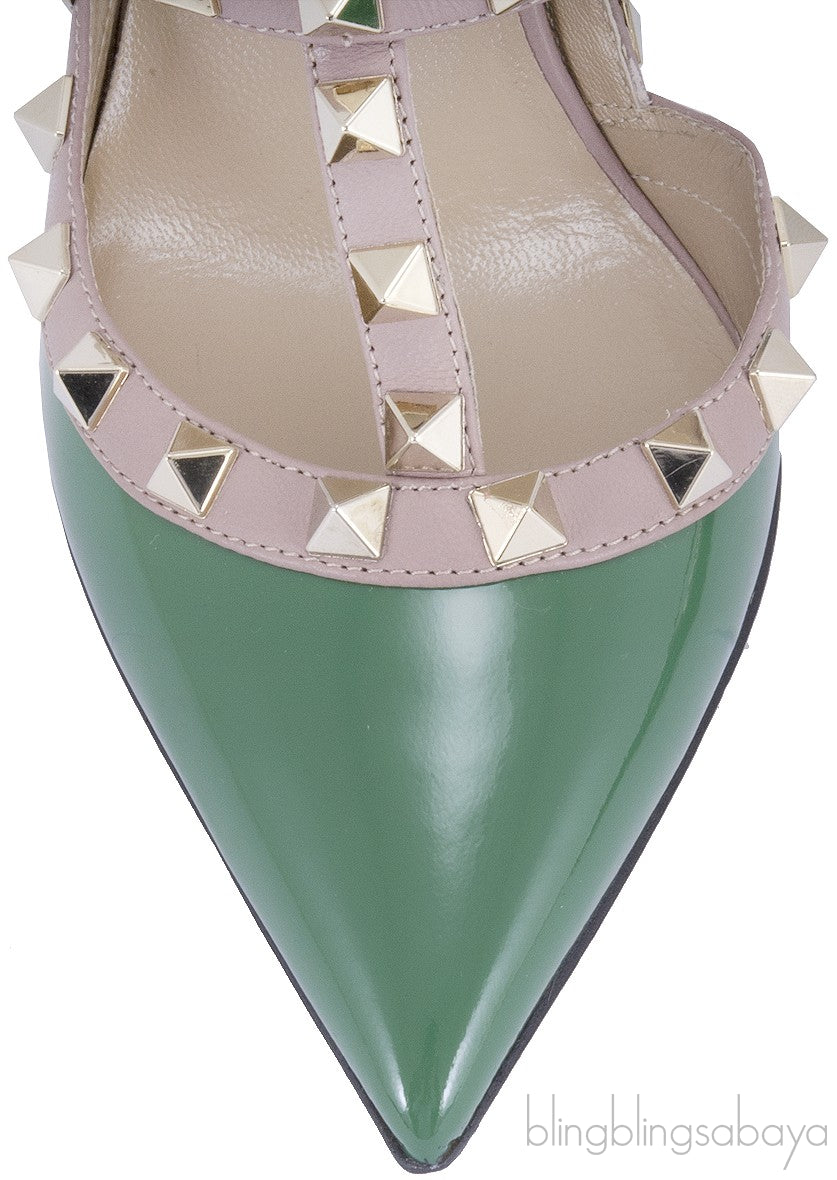 Vert Anis Rockstud Leather Pump