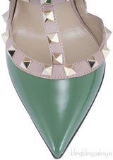 Vert Anis Rockstud Leather Pump