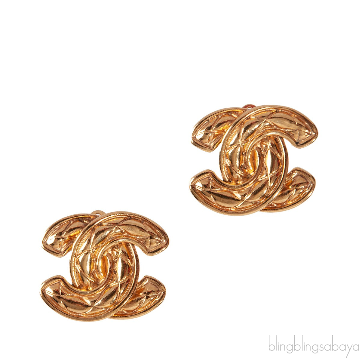 Vintage CC Diamond Quilted Clip Earrings