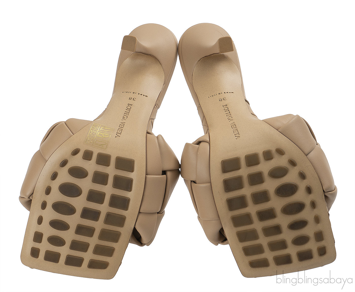 Bottega Veneta Nude Lido Intrecciato Square Toe Mule 38