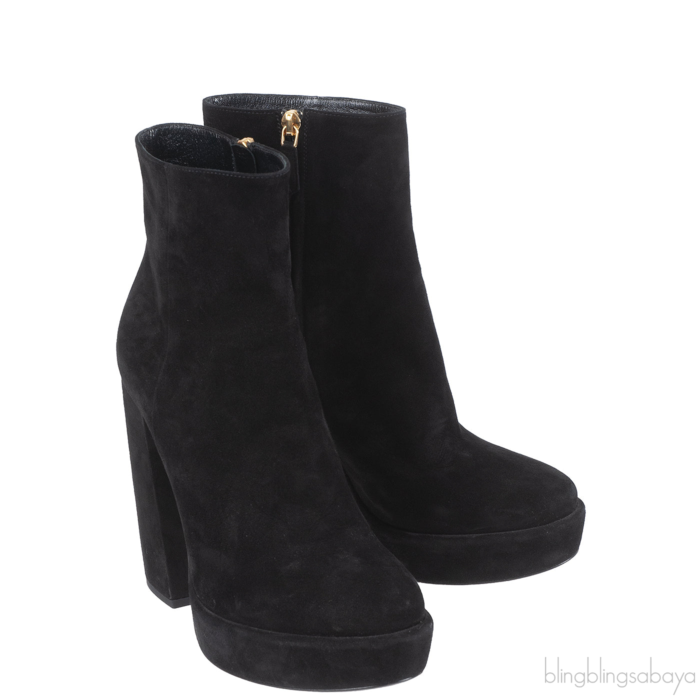 Prada Black Velvet Platform Boots