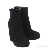 Prada Black Velvet Platform Boots