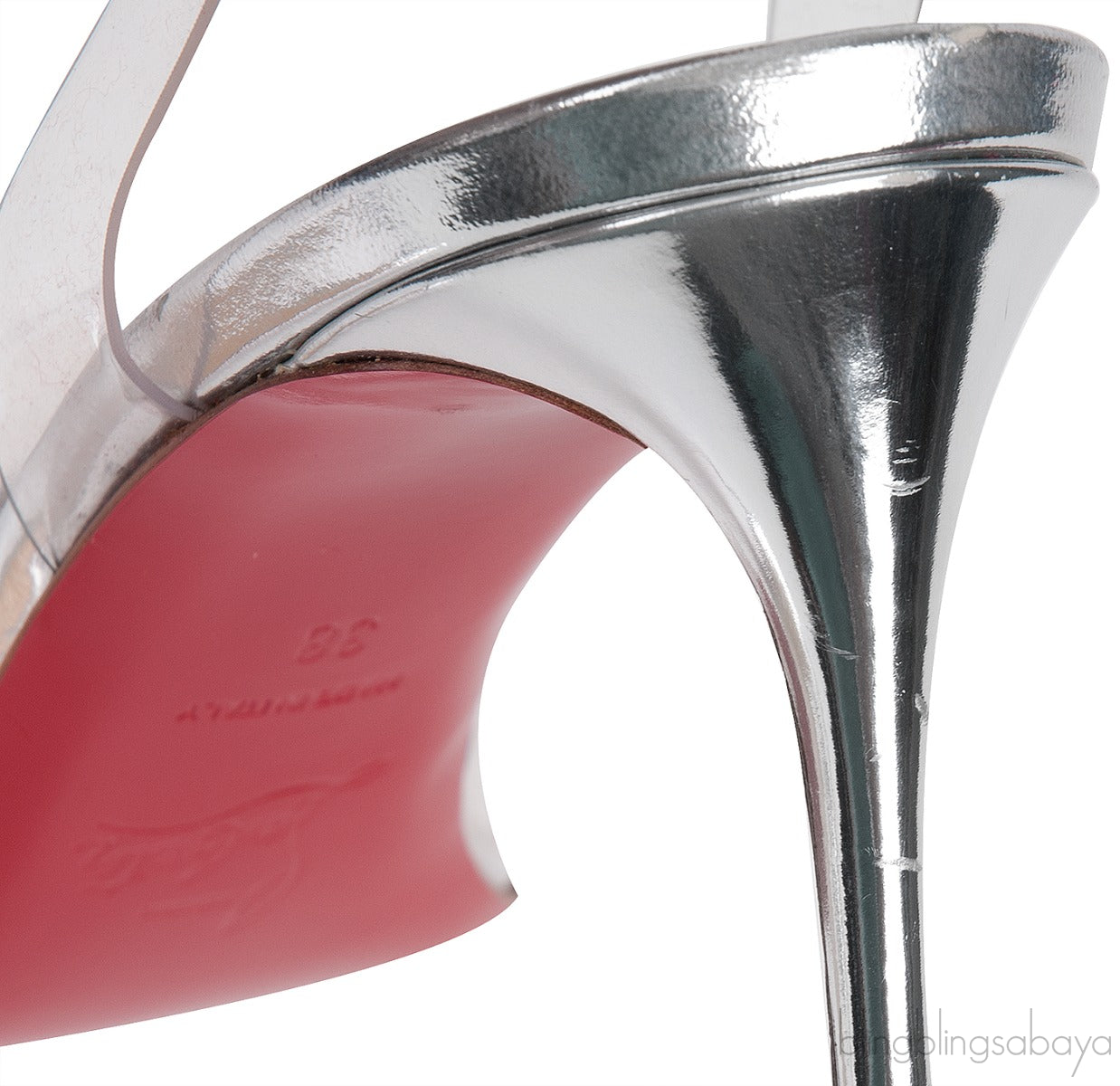 Spikoo Silver PVC Slingback Heels