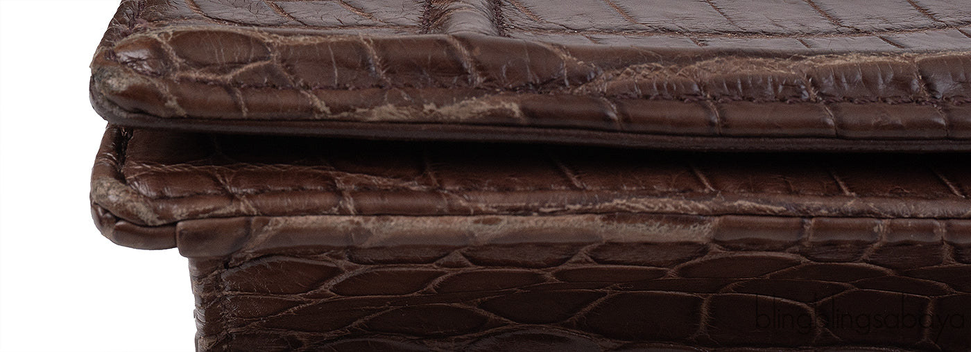 Christian Dior Diorama Brown Crocodile Flap Bag