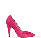 Bright Fuchsia Nappa Leather Decollete Bow Pumps