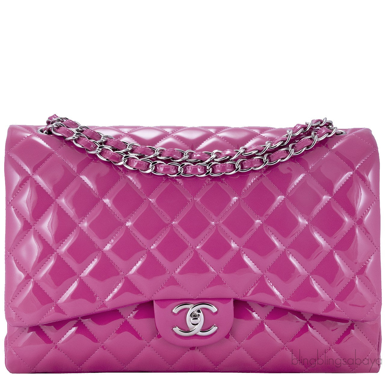 Fuchsia Quilted Maxi Flap Bag