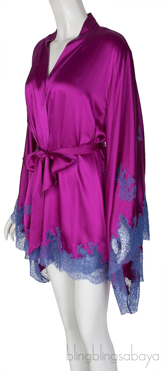Fuchsia Lace Trimmed Cami Dress & Robe