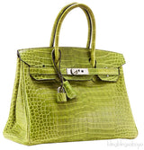 Birkin 30 Vert Pelouse Porosus