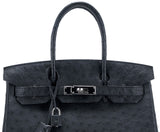 Birkin 30 Black Ostrich PHW