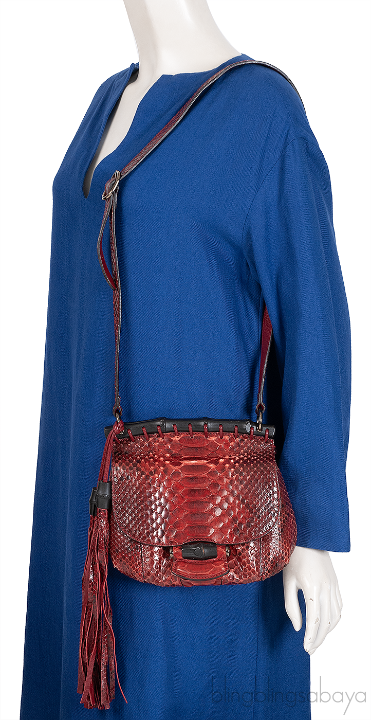 Gucci Red Python Nouveou Mini Shoulder Bag