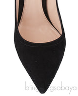 Black Suede Ankle Tie Heels
