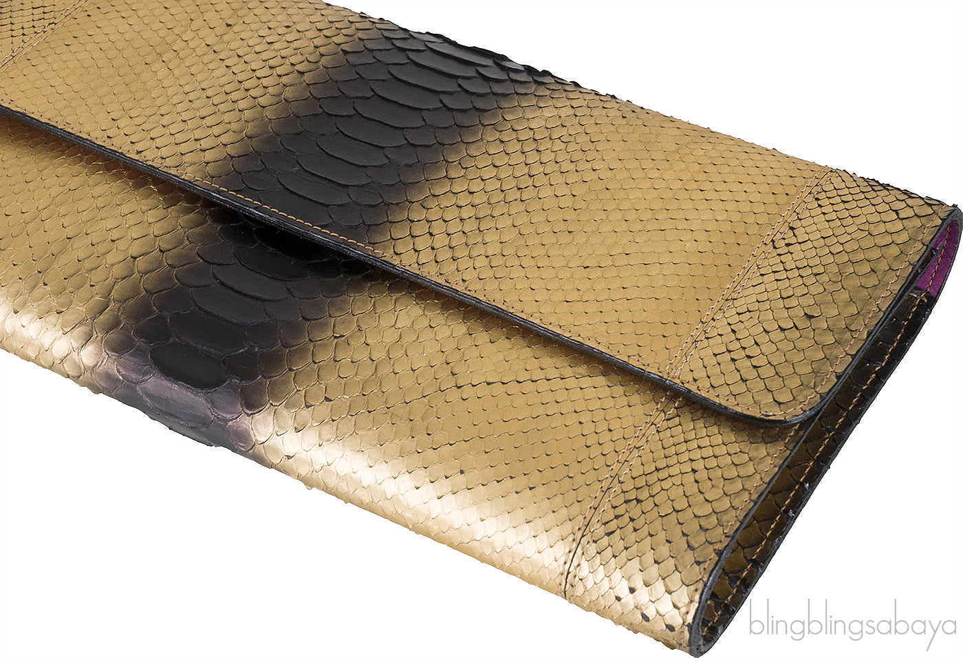 Gold & Black Python Clutch