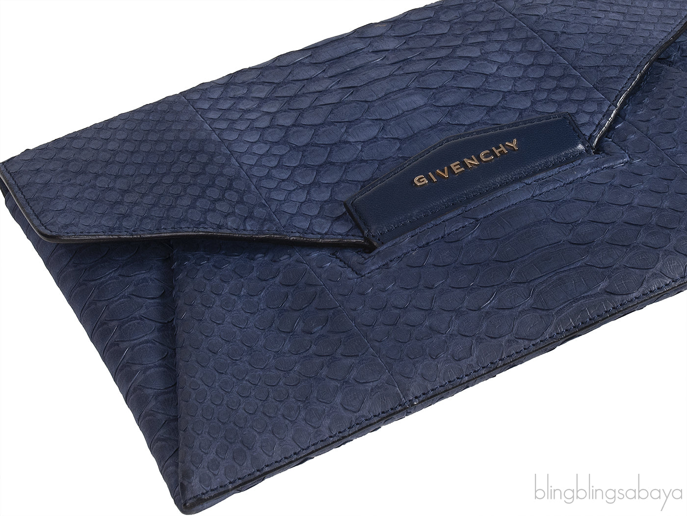 Blue Python Antigona Envelope Clutch