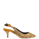 Dolce & Gabbana Yellow Mustard Crystal Slingback Heels
