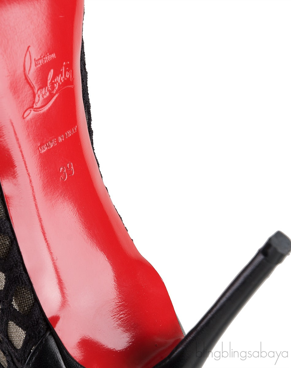Black Cut-out Mesh Pointed Toe